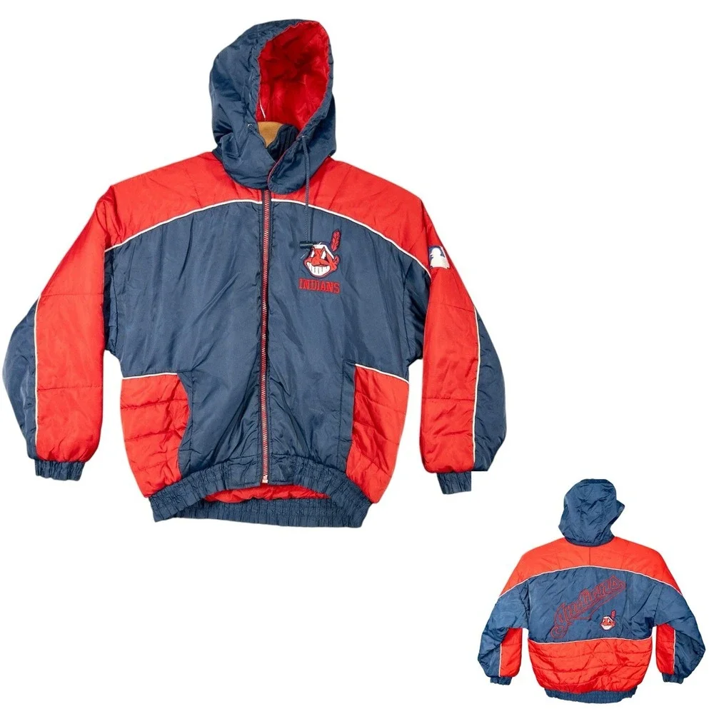 Vintage Pro Player‎ Cleveland Indians Guardians Puffer Jacket Mens Medium MLB
